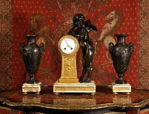 fig 1. **** SOLD **** Cupid - Stunning Antique French Clock Set. ~ French - Circa 1890 ~